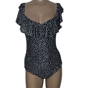 SAHA Cumbia Rustic Dots Ruffle Convertible to Bandeau Multi Way Swimsuit New!